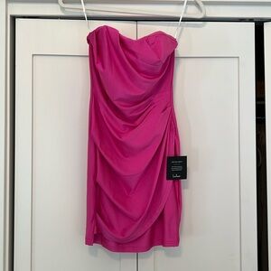 NWT Lulus Size Small Hot Pink Ruched Strapless Bodycon Mini Dress